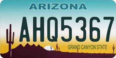 AZ license plate AHQ5367
