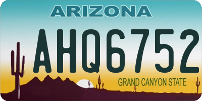 AZ license plate AHQ6752