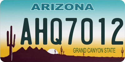AZ license plate AHQ7012