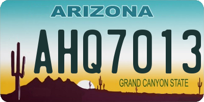 AZ license plate AHQ7013