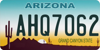 AZ license plate AHQ7062
