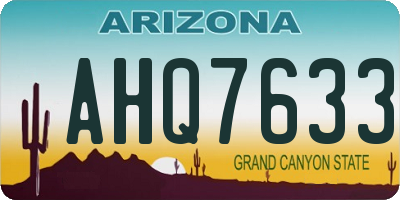 AZ license plate AHQ7633