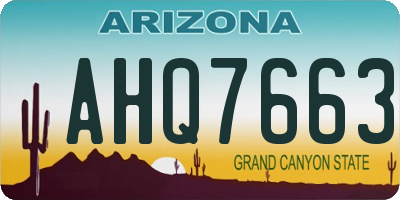 AZ license plate AHQ7663