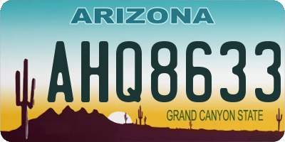 AZ license plate AHQ8633
