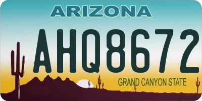 AZ license plate AHQ8672