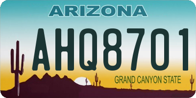 AZ license plate AHQ8701