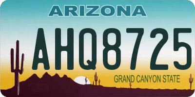 AZ license plate AHQ8725