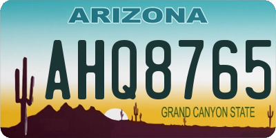 AZ license plate AHQ8765