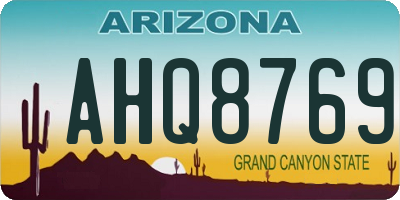 AZ license plate AHQ8769