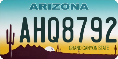 AZ license plate AHQ8792