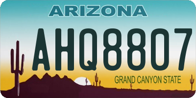 AZ license plate AHQ8807