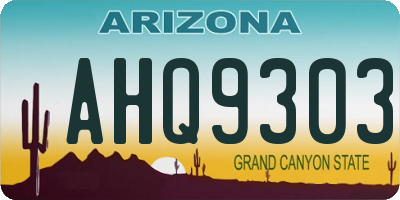 AZ license plate AHQ9303