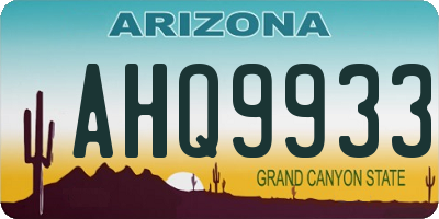 AZ license plate AHQ9933