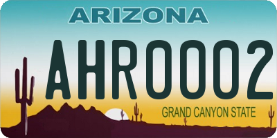 AZ license plate AHR0002