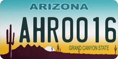 AZ license plate AHR0016