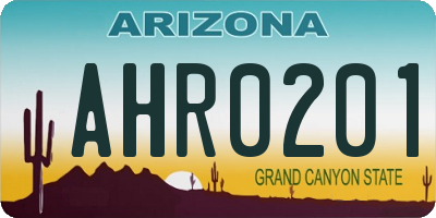 AZ license plate AHR0201