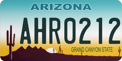 AZ license plate AHR0212