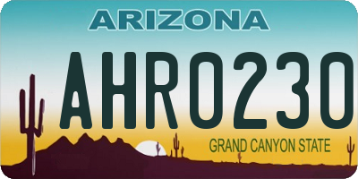 AZ license plate AHR0230
