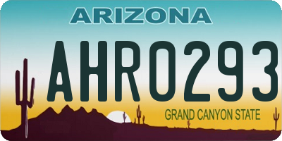 AZ license plate AHR0293