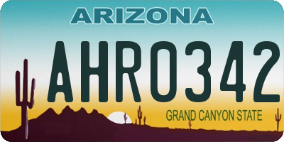 AZ license plate AHR0342