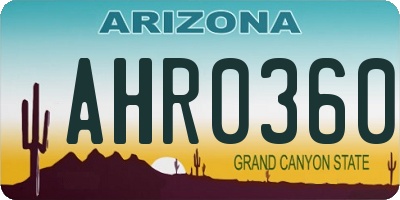 AZ license plate AHR0360