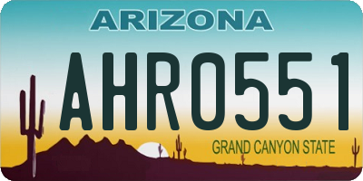 AZ license plate AHR0551