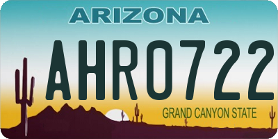 AZ license plate AHR0722