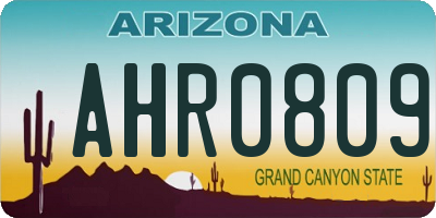 AZ license plate AHR0809