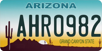 AZ license plate AHR0982