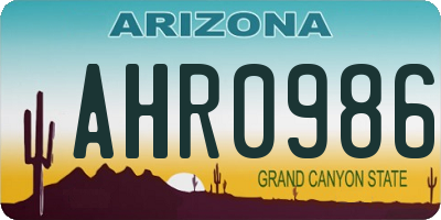 AZ license plate AHR0986