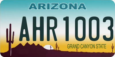 AZ license plate AHR1003