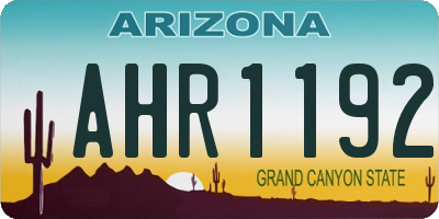 AZ license plate AHR1192