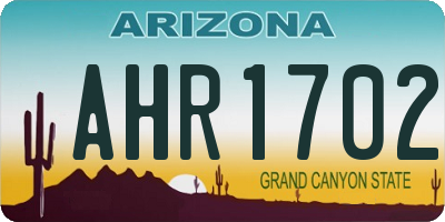 AZ license plate AHR1702