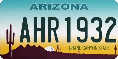 AZ license plate AHR1932