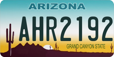 AZ license plate AHR2192