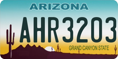 AZ license plate AHR3203