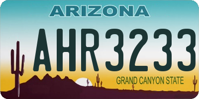 AZ license plate AHR3233