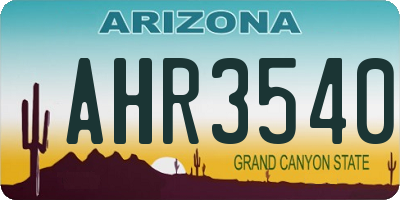 AZ license plate AHR3540