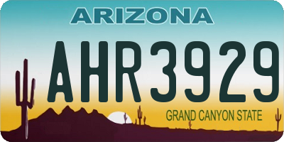 AZ license plate AHR3929