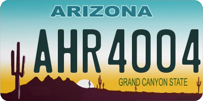 AZ license plate AHR4004