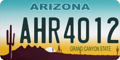 AZ license plate AHR4012