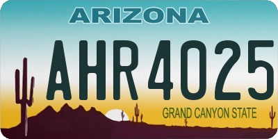 AZ license plate AHR4025