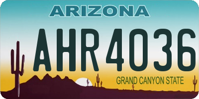 AZ license plate AHR4036
