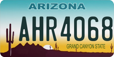 AZ license plate AHR4068