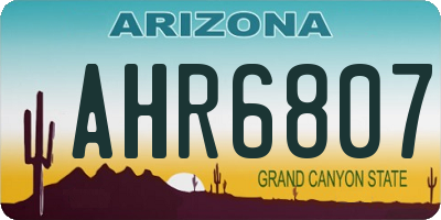 AZ license plate AHR6807