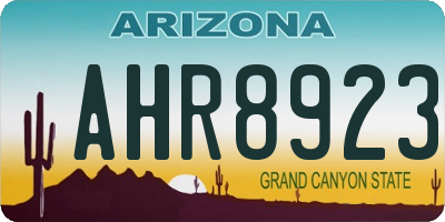 AZ license plate AHR8923