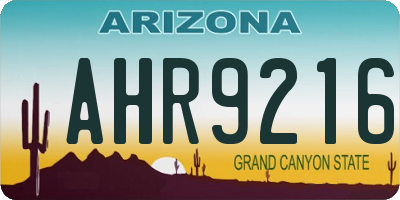 AZ license plate AHR9216