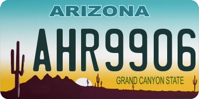 AZ license plate AHR9906