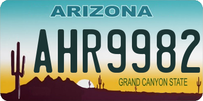 AZ license plate AHR9982