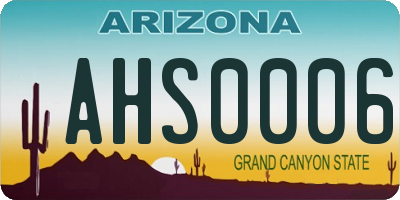 AZ license plate AHS0006